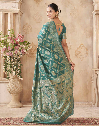 Turquoise Silk Woven Banarasi Saree
