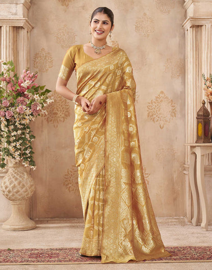 Turmeric Yellow Silk Woven Banarasi Saree