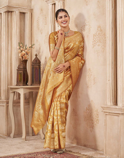 Turmeric Yellow Silk Woven Banarasi Saree