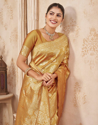 Turmeric Yellow Silk Woven Banarasi Saree