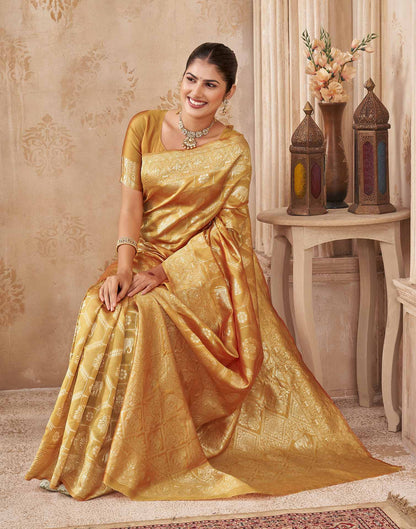 Turmeric Yellow Silk Woven Banarasi Saree