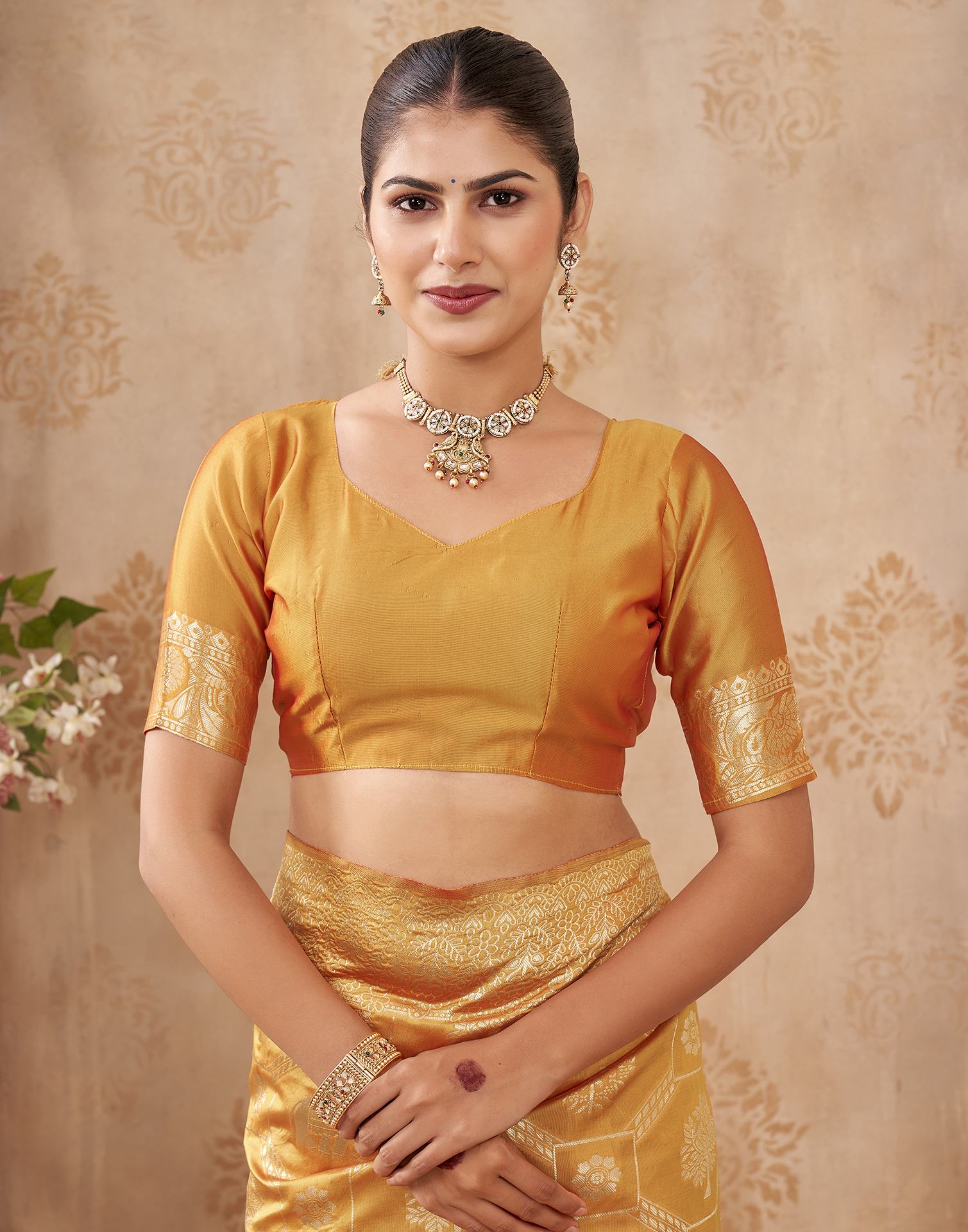 Turmeric Yellow Silk Woven Banarasi Saree