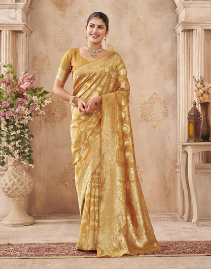Turmeric Yellow Silk Woven Banarasi Saree