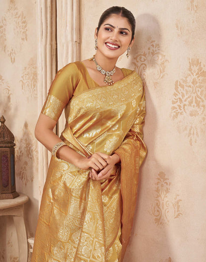 Turmeric Yellow Silk Woven Banarasi Saree