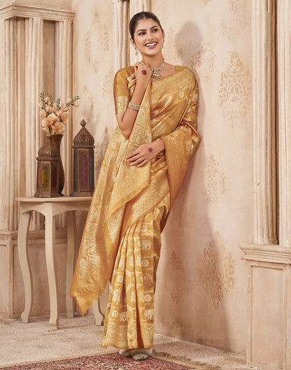 Turmeric Yellow Silk Woven Banarasi Saree