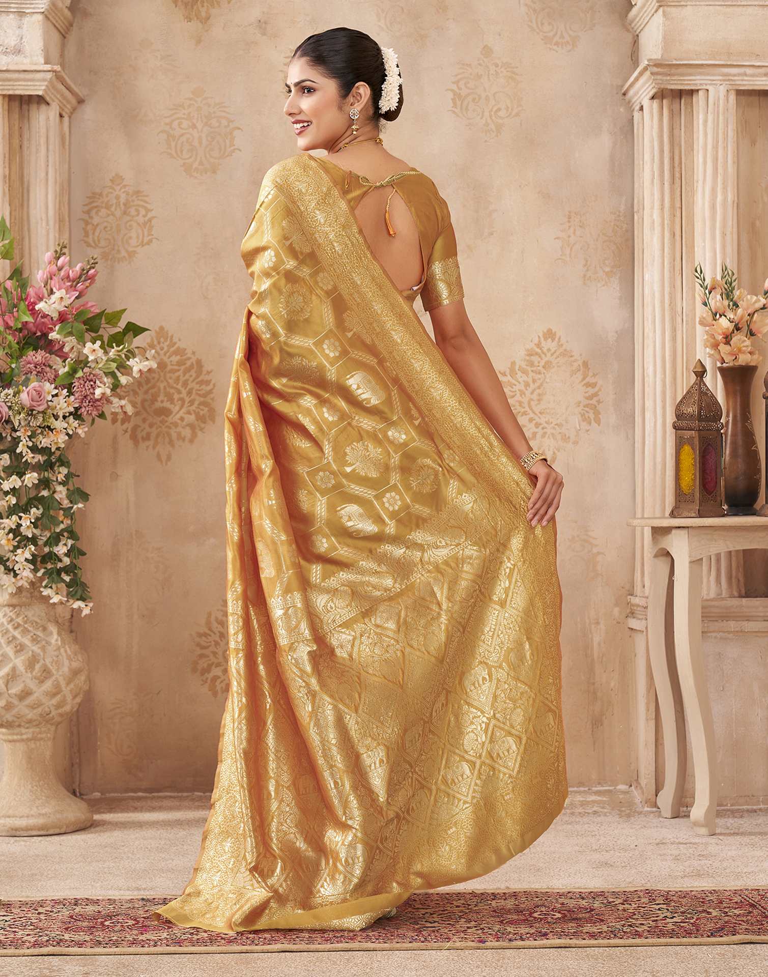 Turmeric Yellow Silk Woven Banarasi Saree