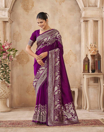 Purple Silk Woven Banarasi Saree