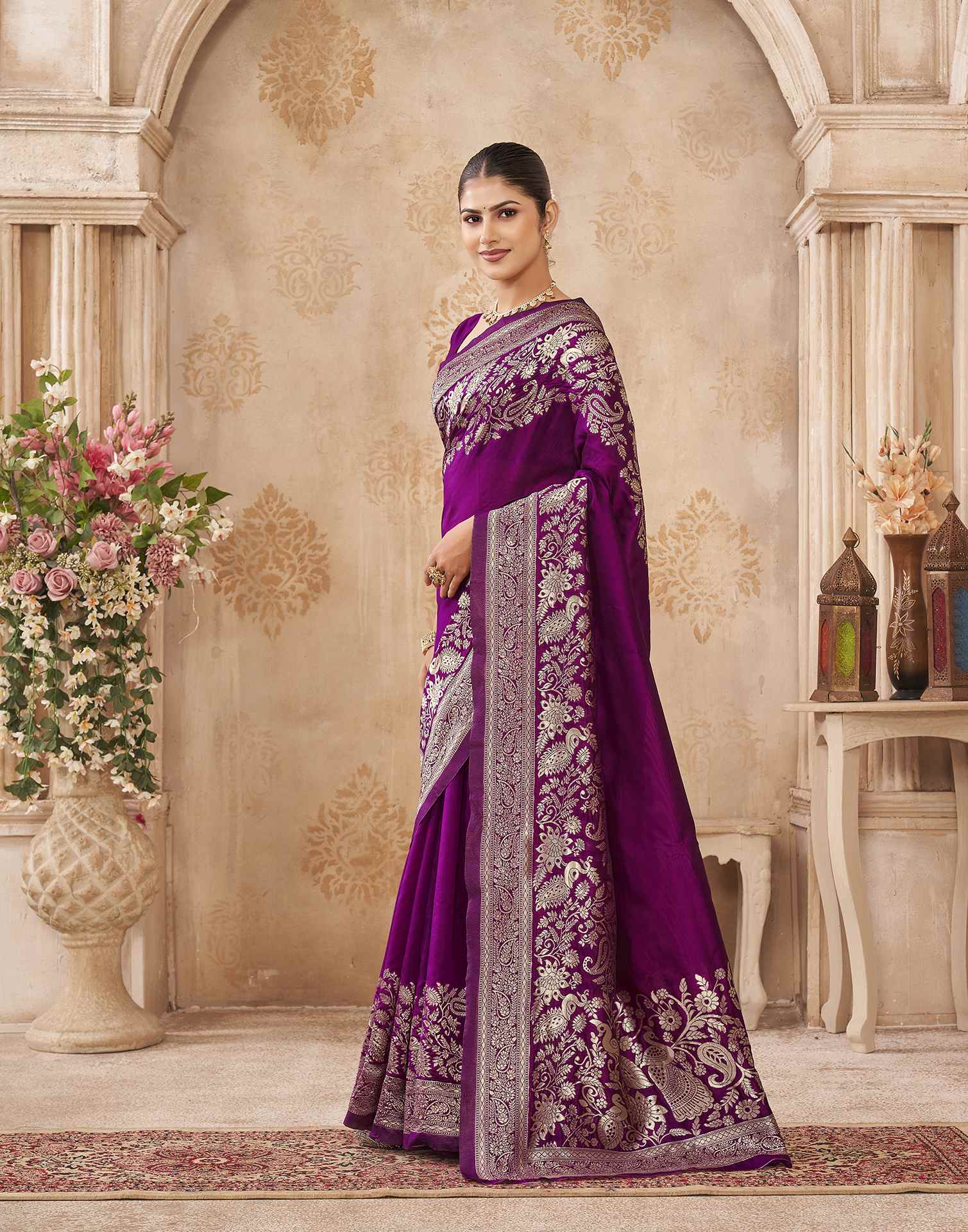 Purple Silk Woven Banarasi Saree