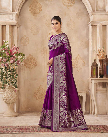 Purple Silk Woven Banarasi Saree