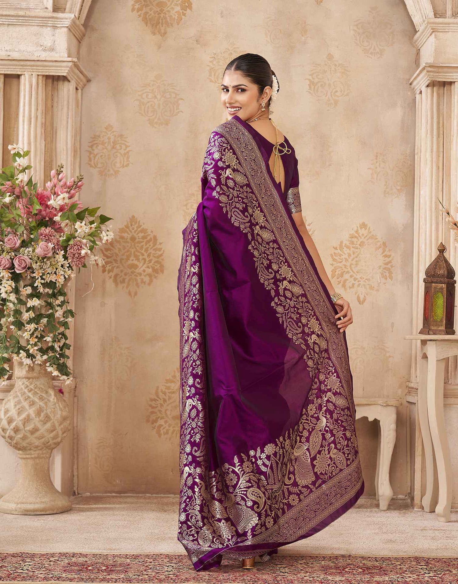 Purple Silk Woven Banarasi Saree