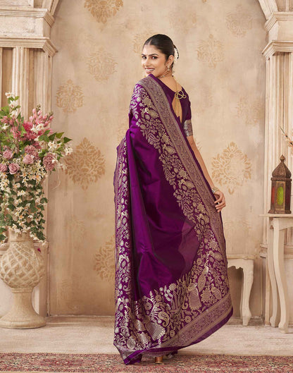 Purple Silk Woven Banarasi Saree