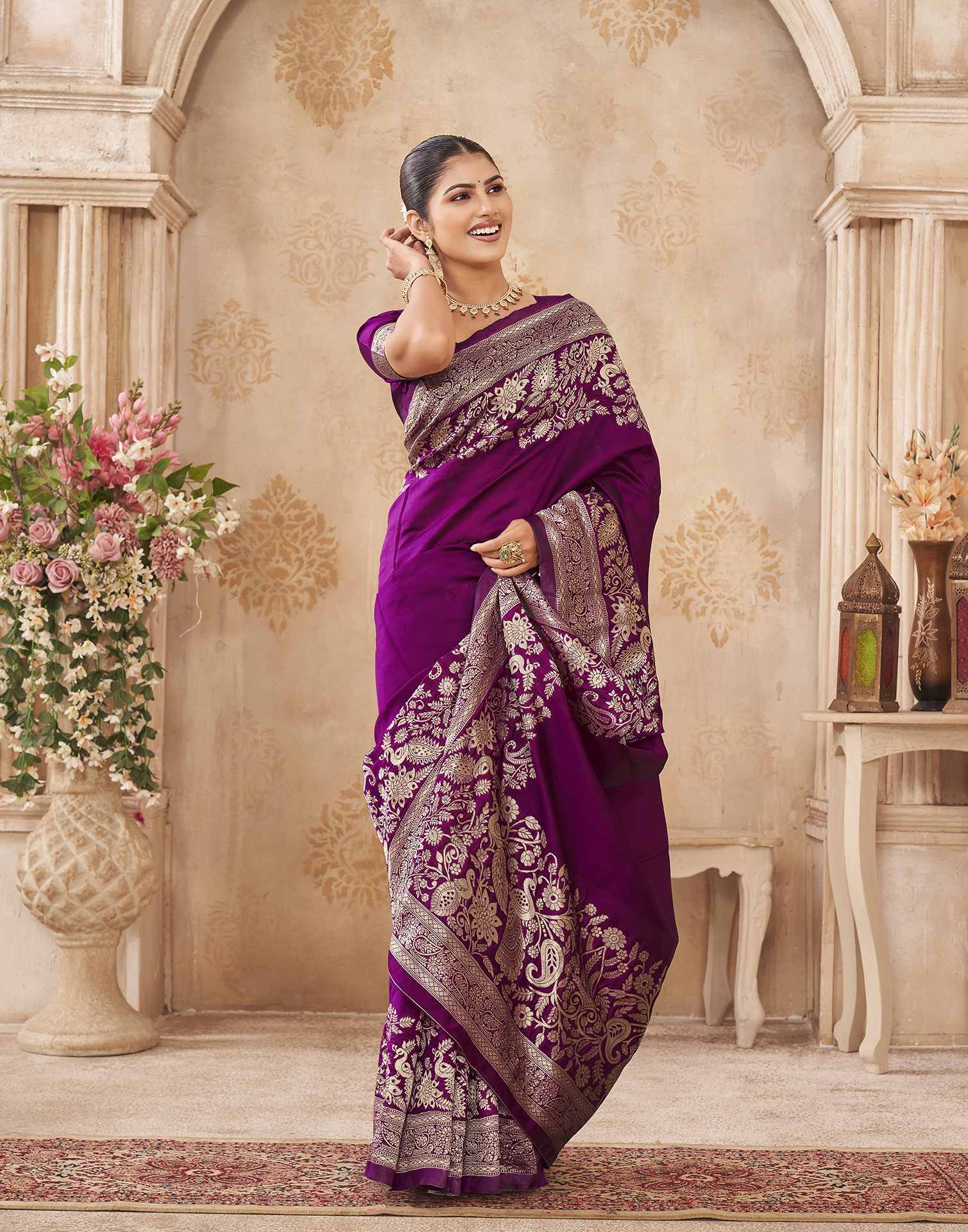 Purple Silk Woven Banarasi Saree