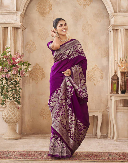 Purple Silk Woven Banarasi Saree