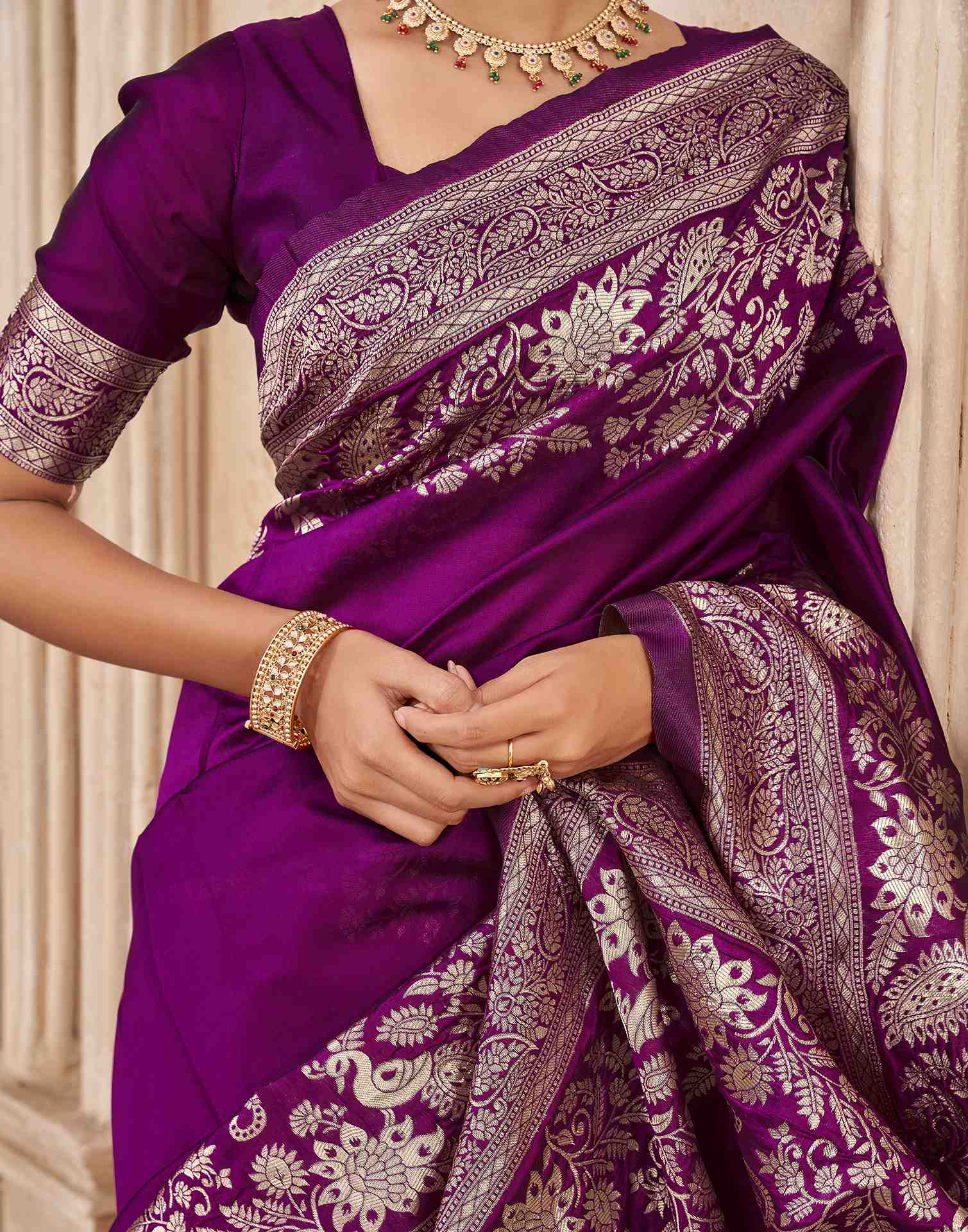 Purple Silk Woven Banarasi Saree