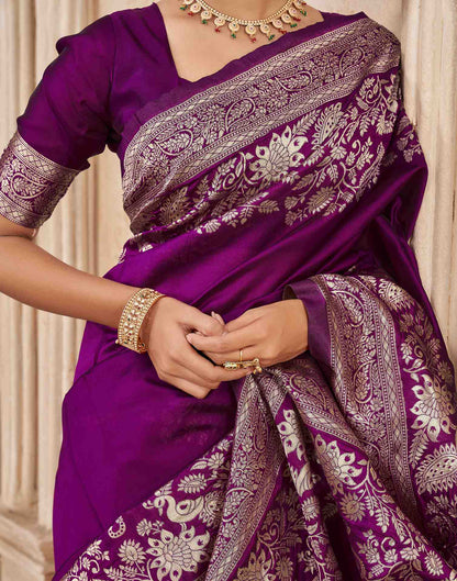 Purple Silk Woven Banarasi Saree