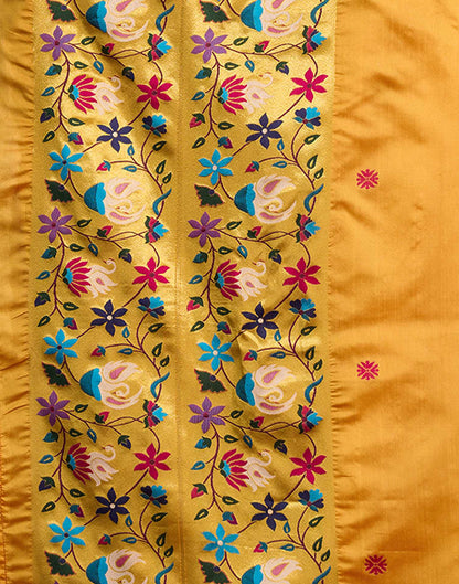 Turmeric Yellow Silk Woven Paithani Saree