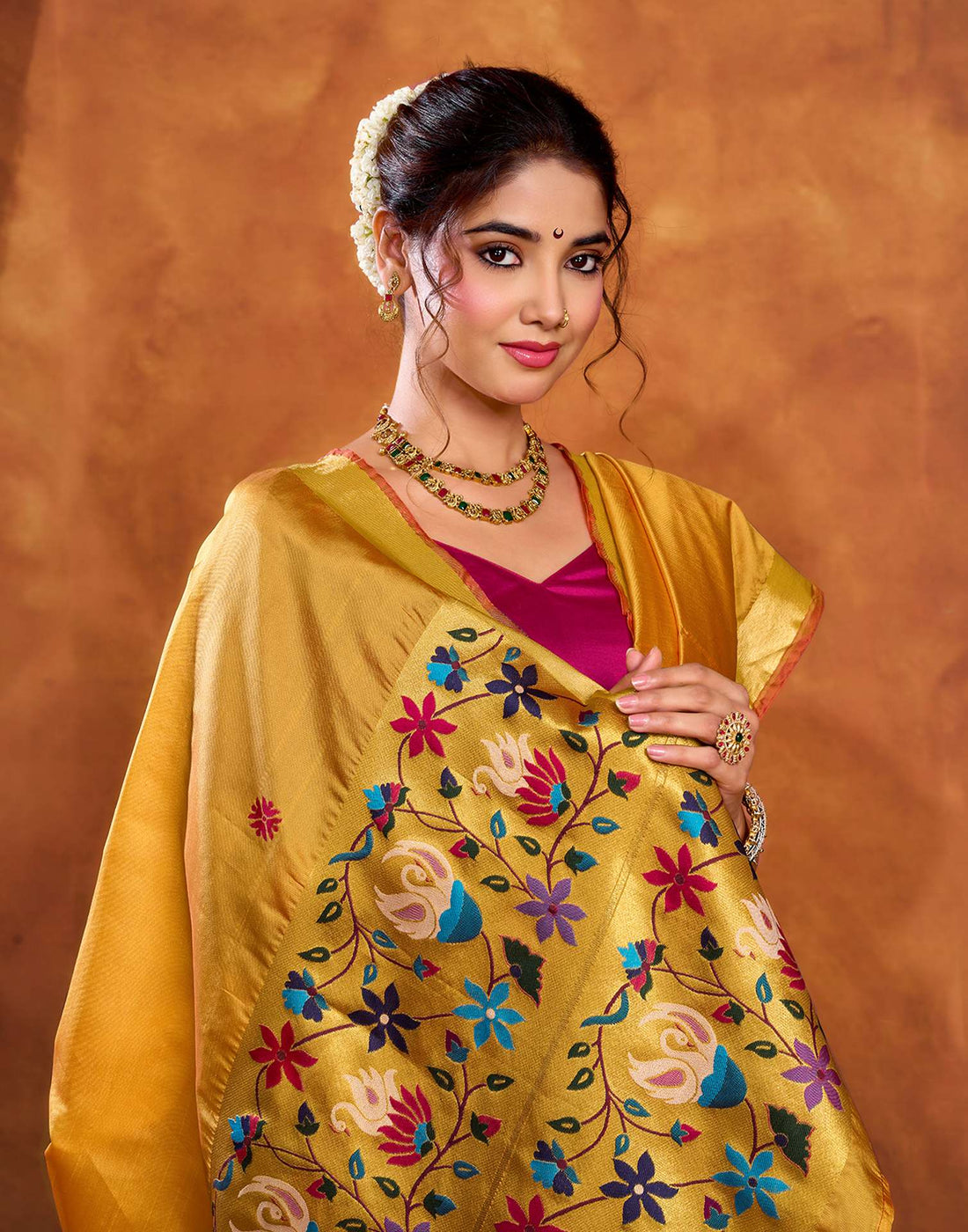 Turmeric Yellow Silk Woven Paithani Saree