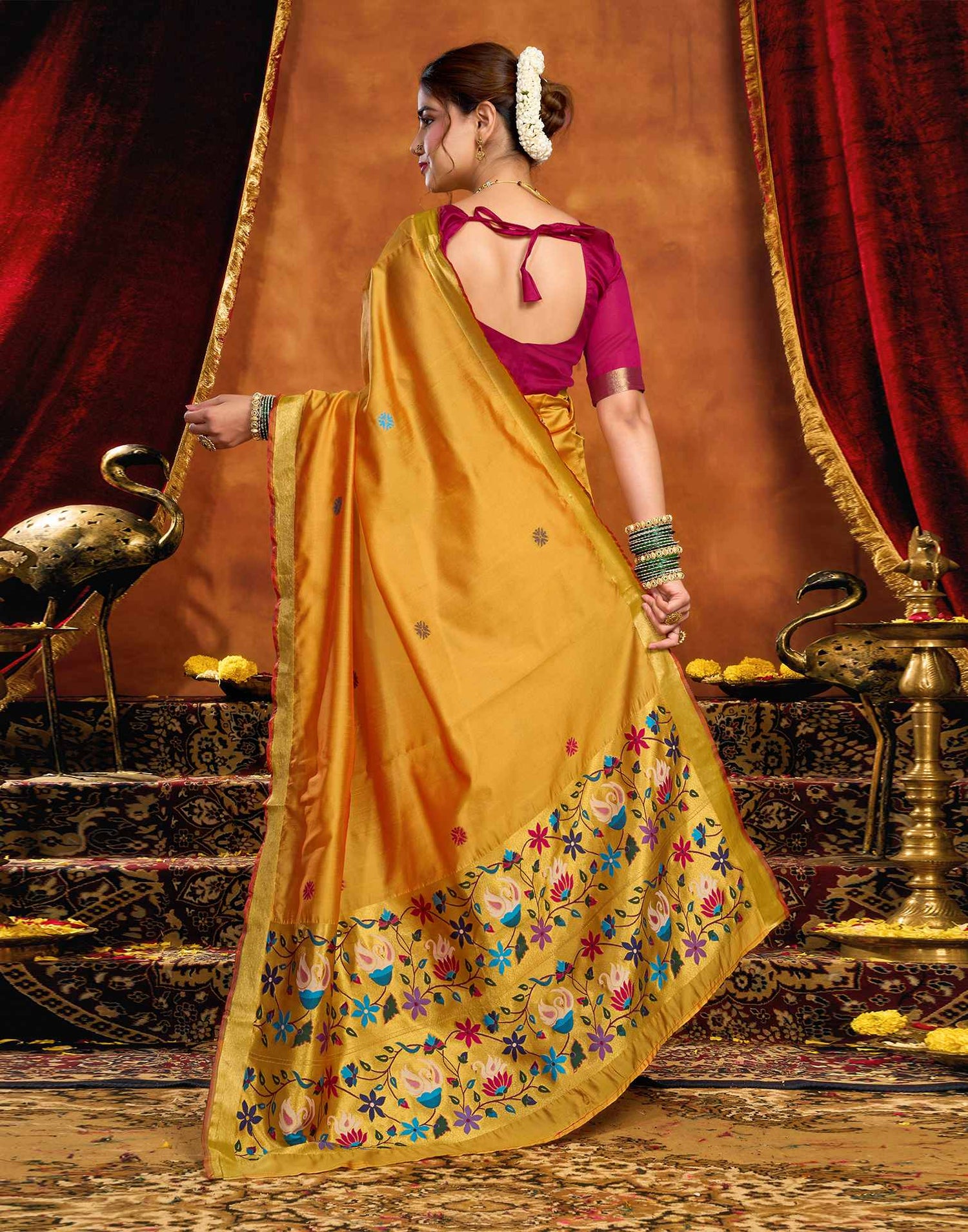 Turmeric Yellow Silk Woven Paithani Saree