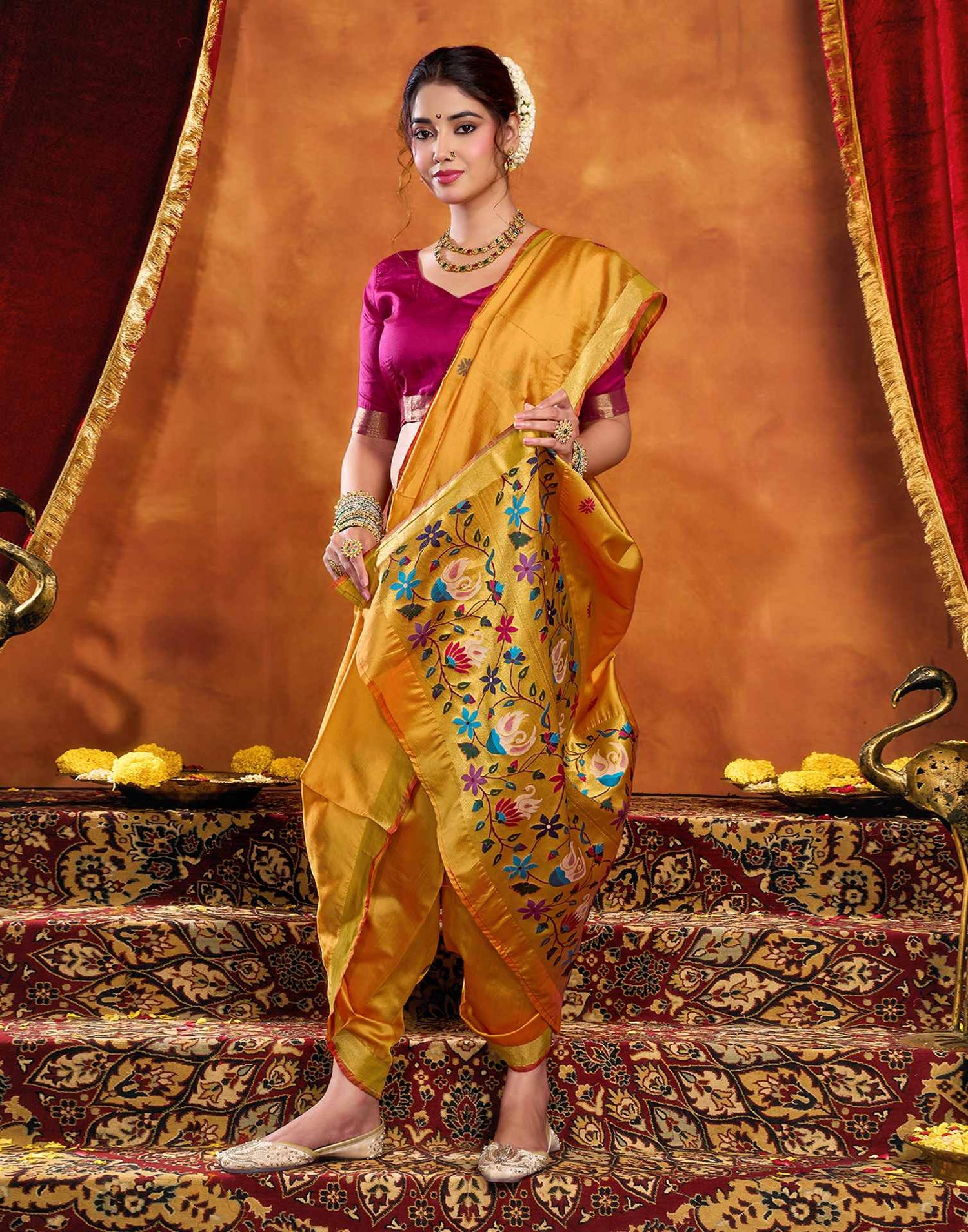 Turmeric Yellow Silk Woven Paithani Saree