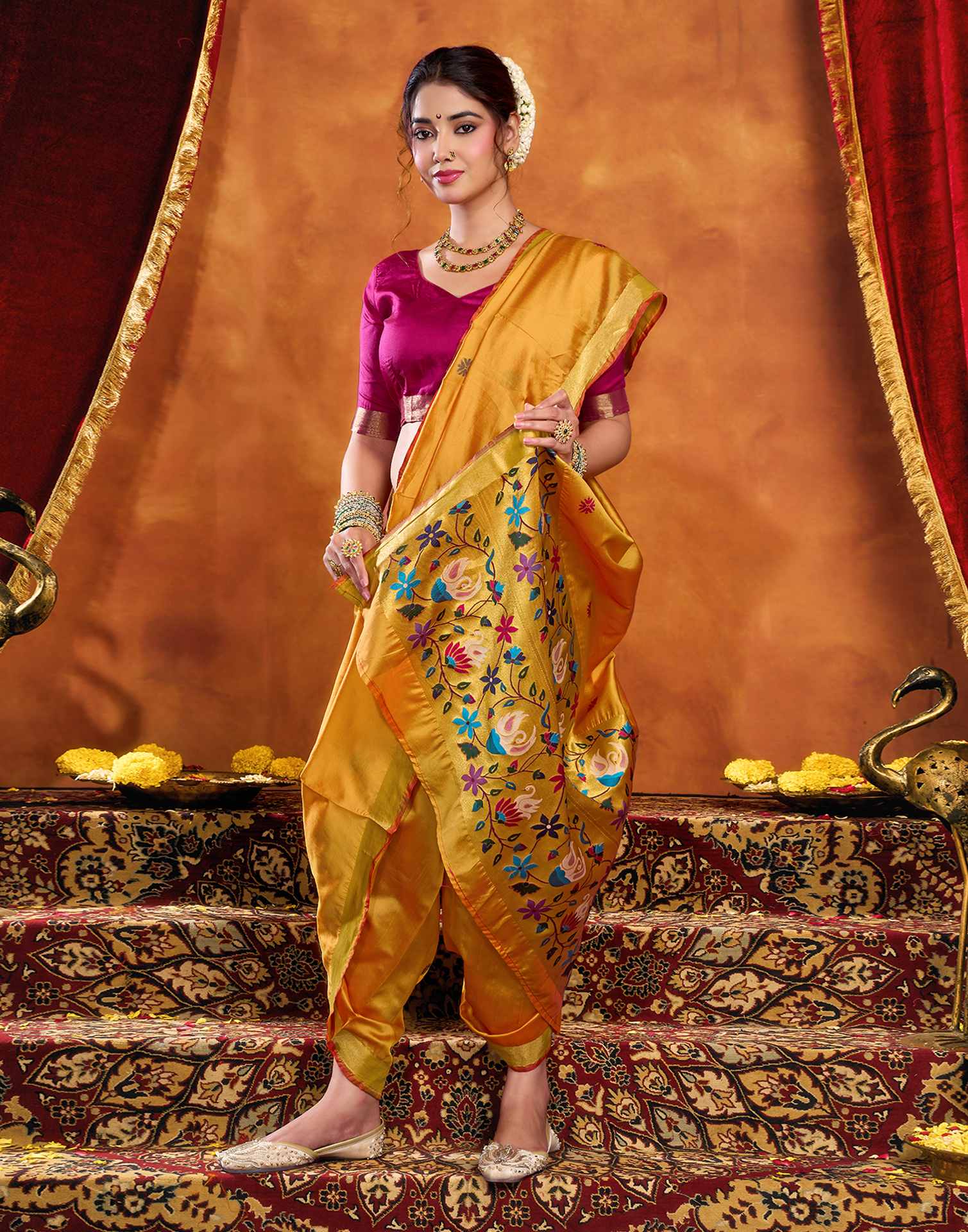 Turmeric Yellow Silk Woven Paithani Saree