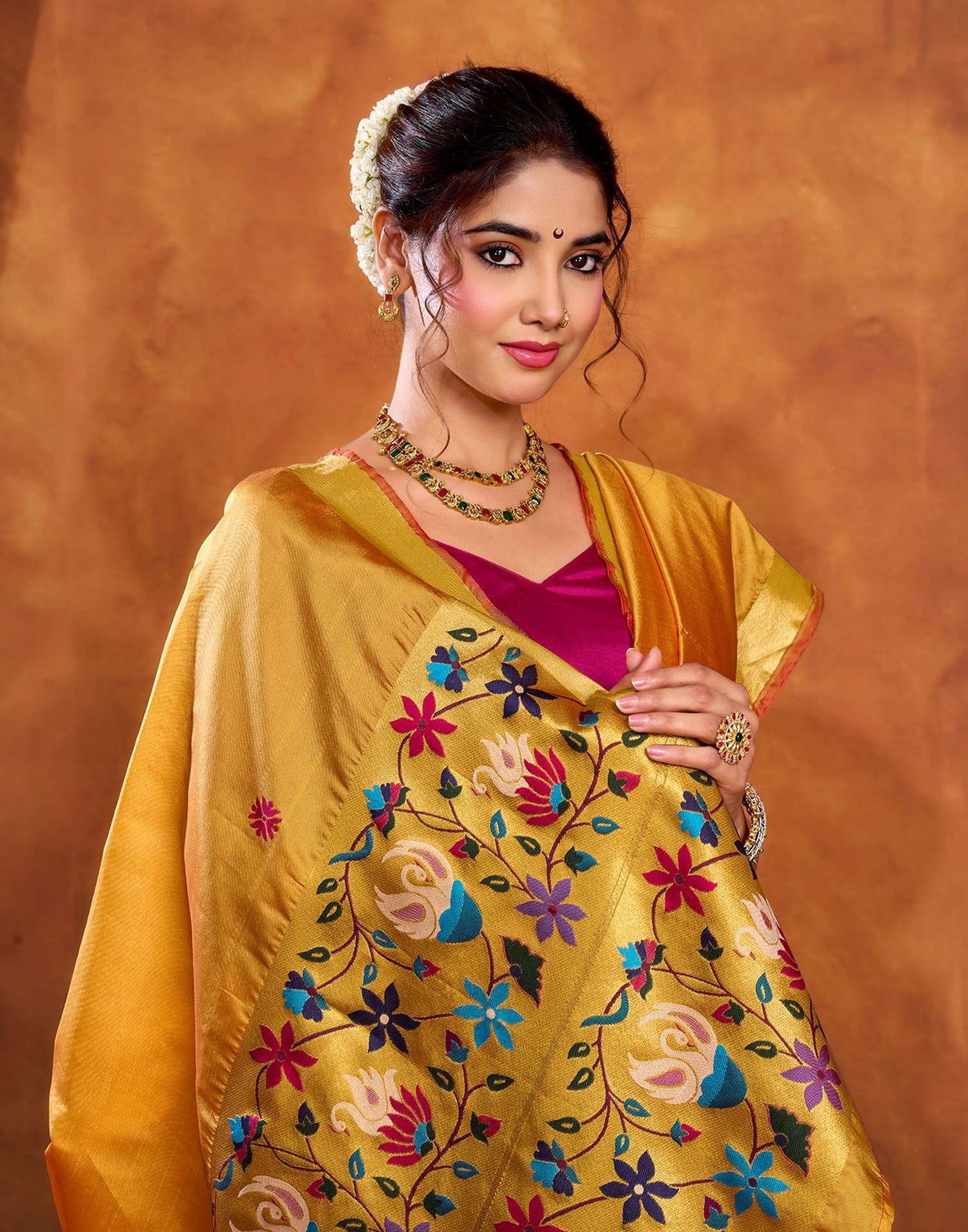 Turmeric Yellow Silk Woven Paithani Saree