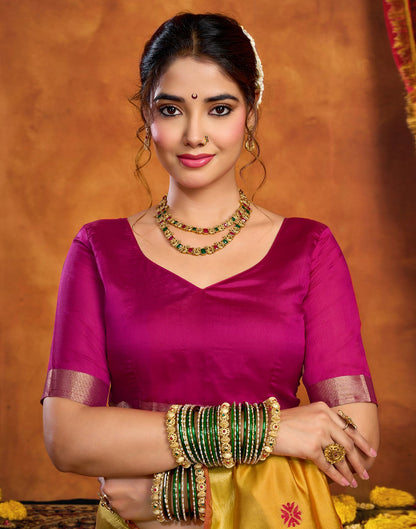 Turmeric Yellow Silk Woven Paithani Saree