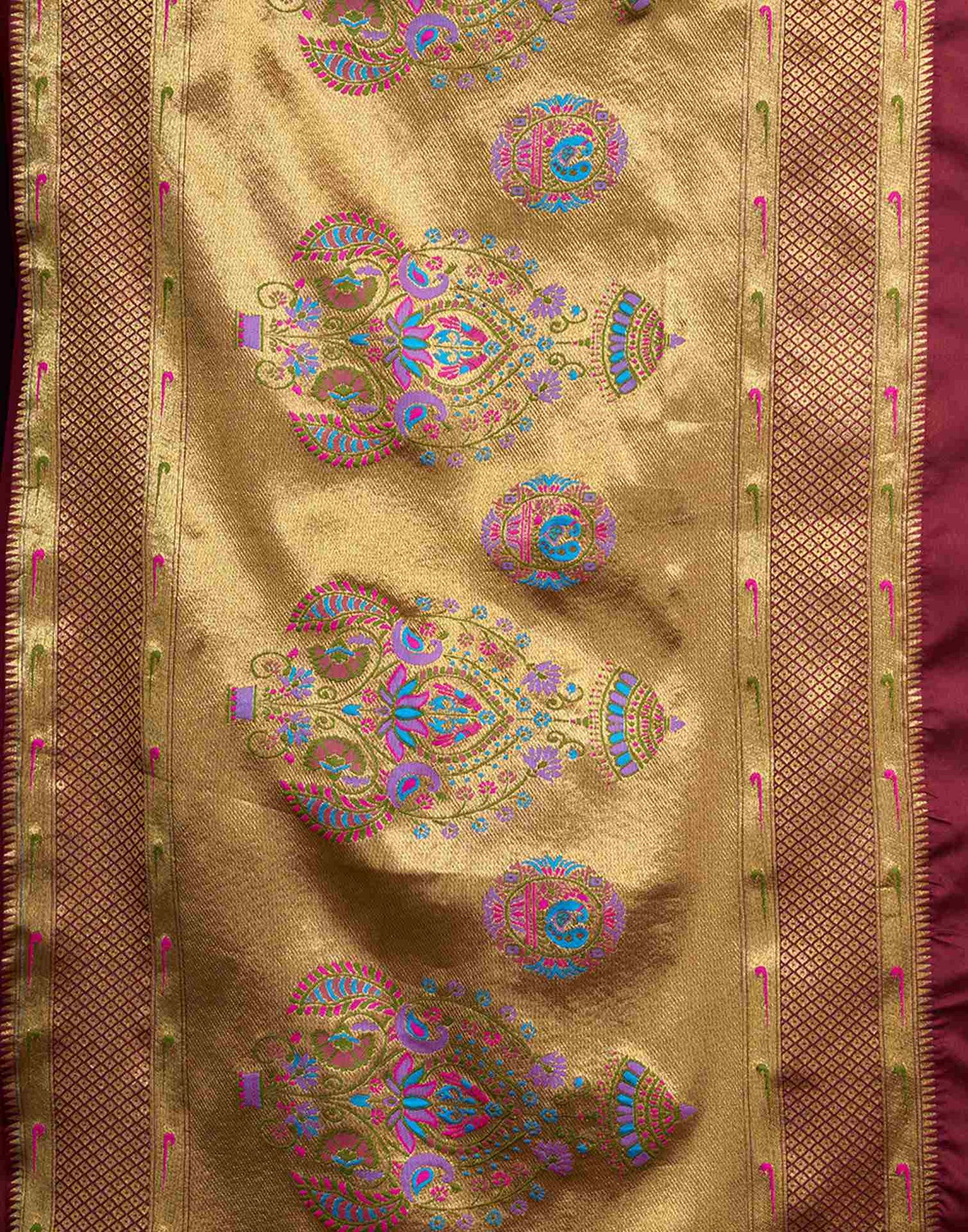 Maroon Silk Woven Paithani Saree