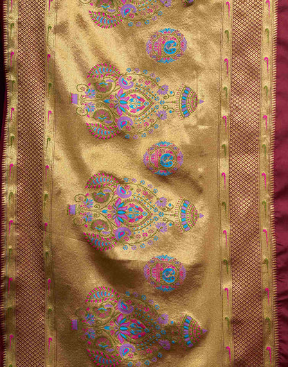 Maroon Silk Woven Paithani Saree