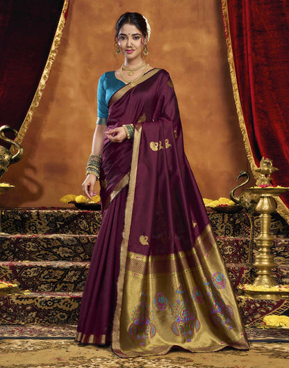 Maroon Silk Woven Paithani Saree