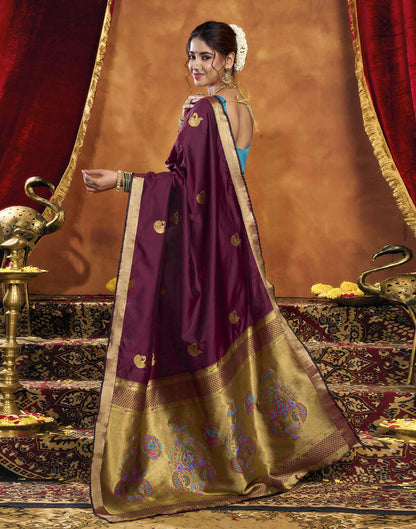 Maroon Silk Woven Paithani Saree