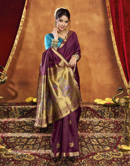 Maroon Silk Woven Paithani Saree