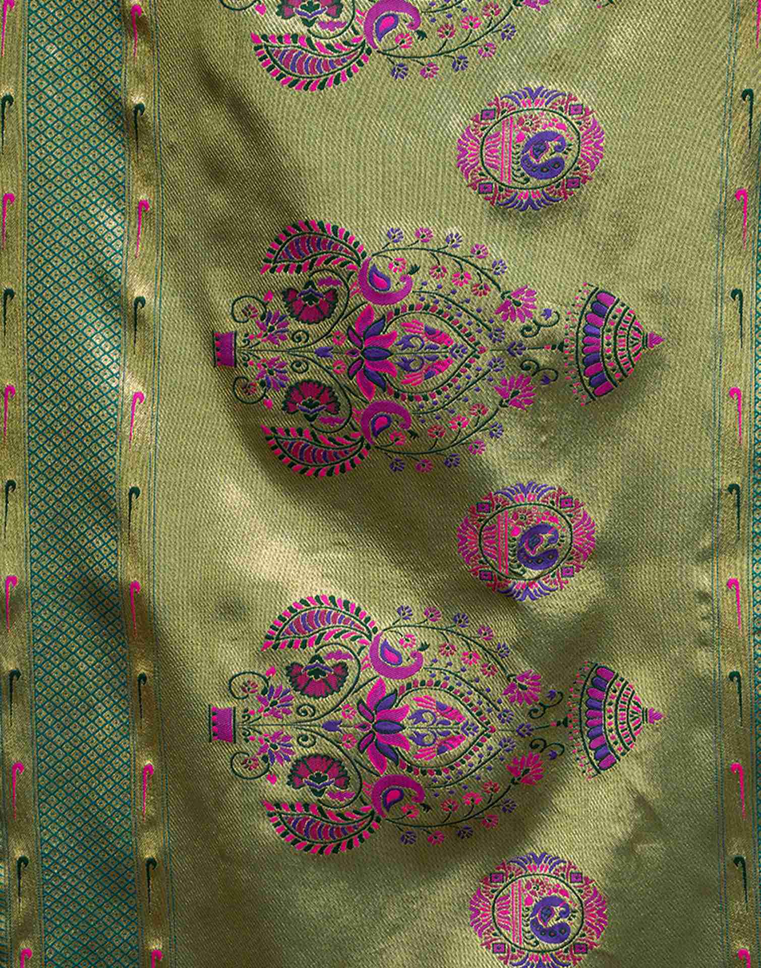 Teal Green Silk Woven Paithani Saree