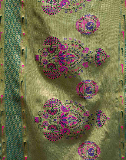 Teal Green Silk Woven Paithani Saree