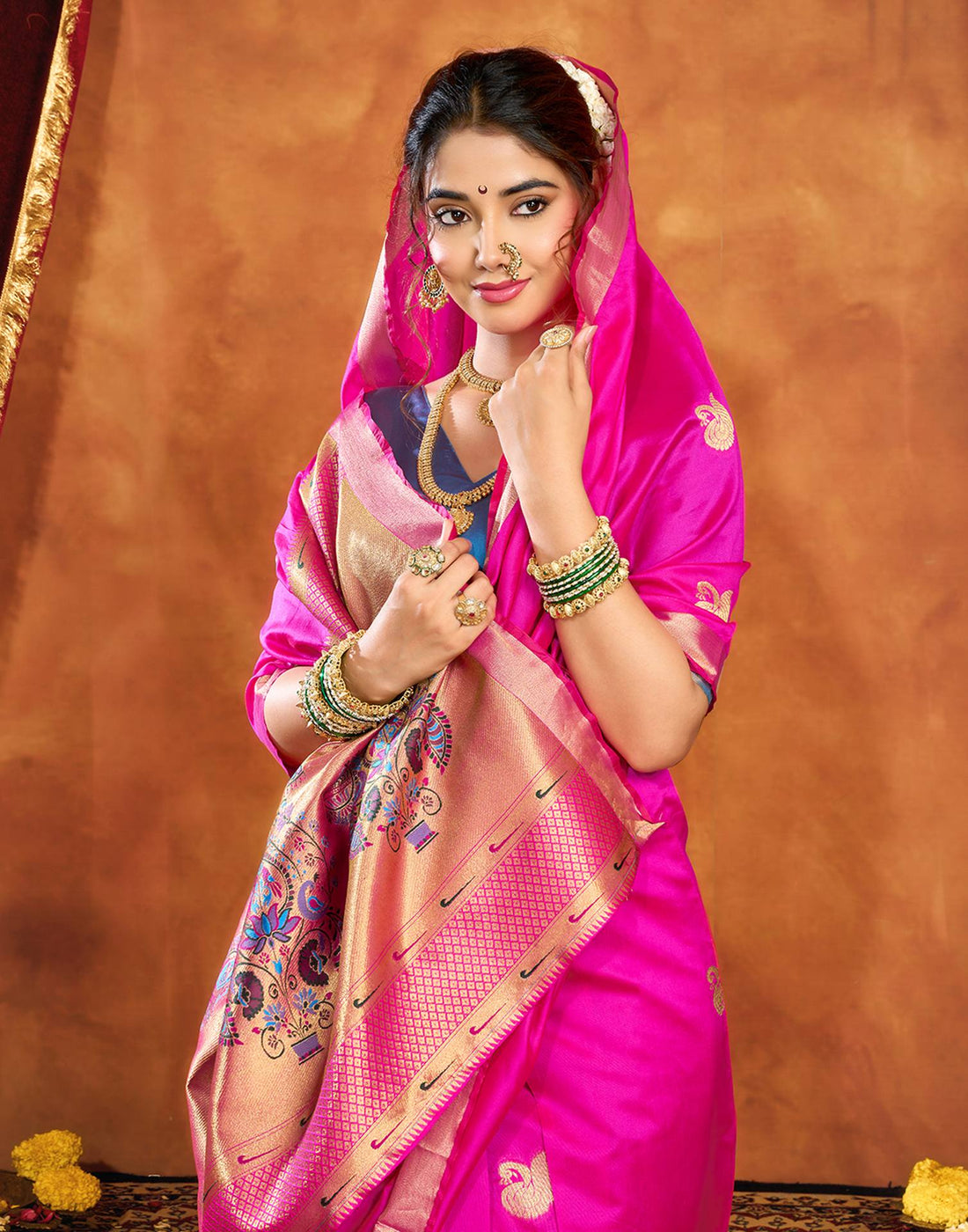 Magenta Silk Woven Paithani Saree