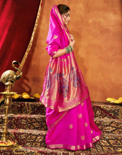 Magenta Silk Woven Paithani Saree