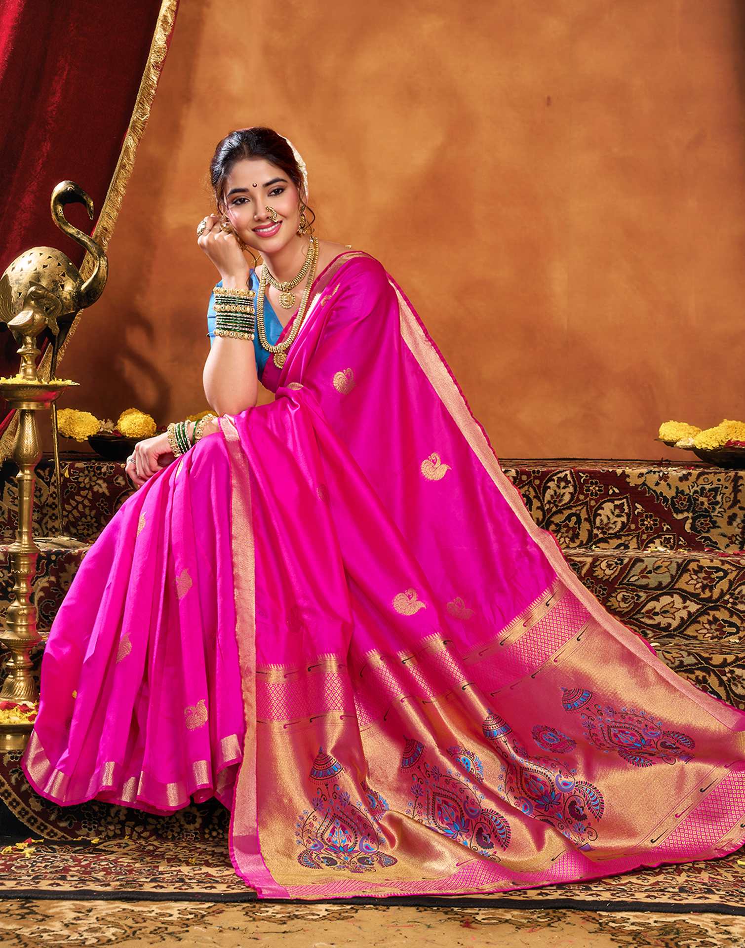 Magenta Silk Woven Paithani Saree