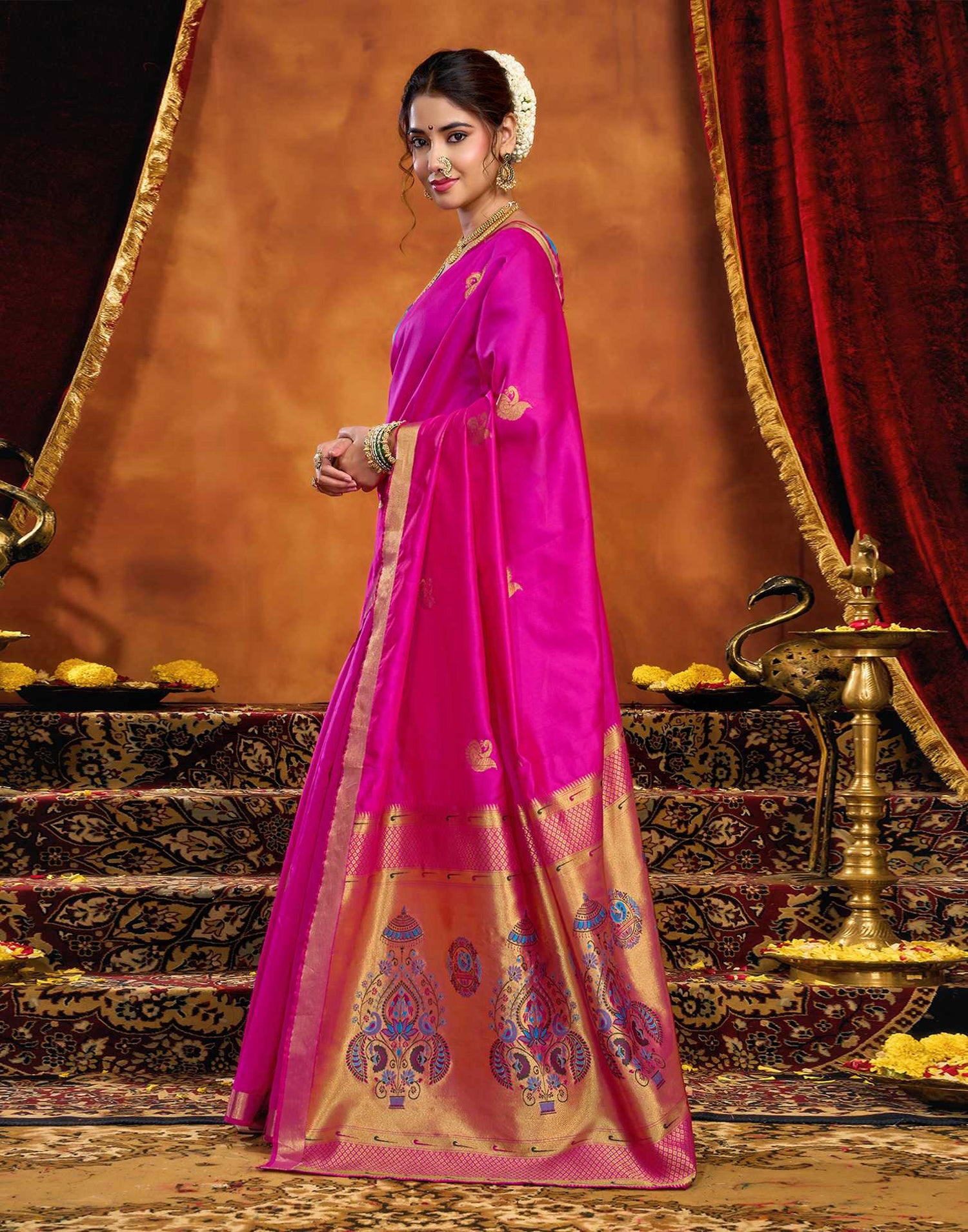 Magenta Silk Woven Paithani Saree