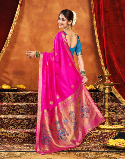 Magenta Silk Woven Paithani Saree