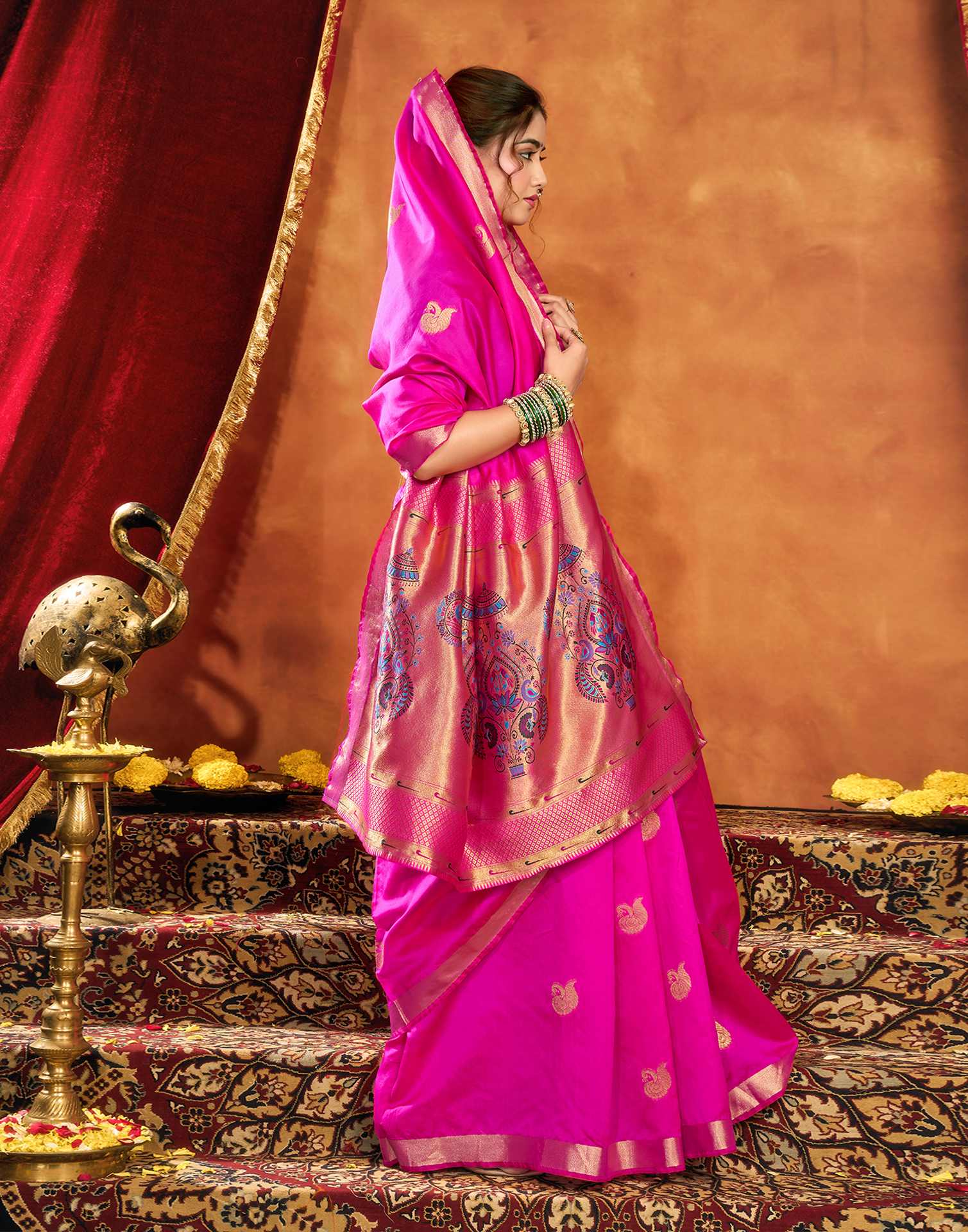 Magenta Silk Woven Paithani Saree