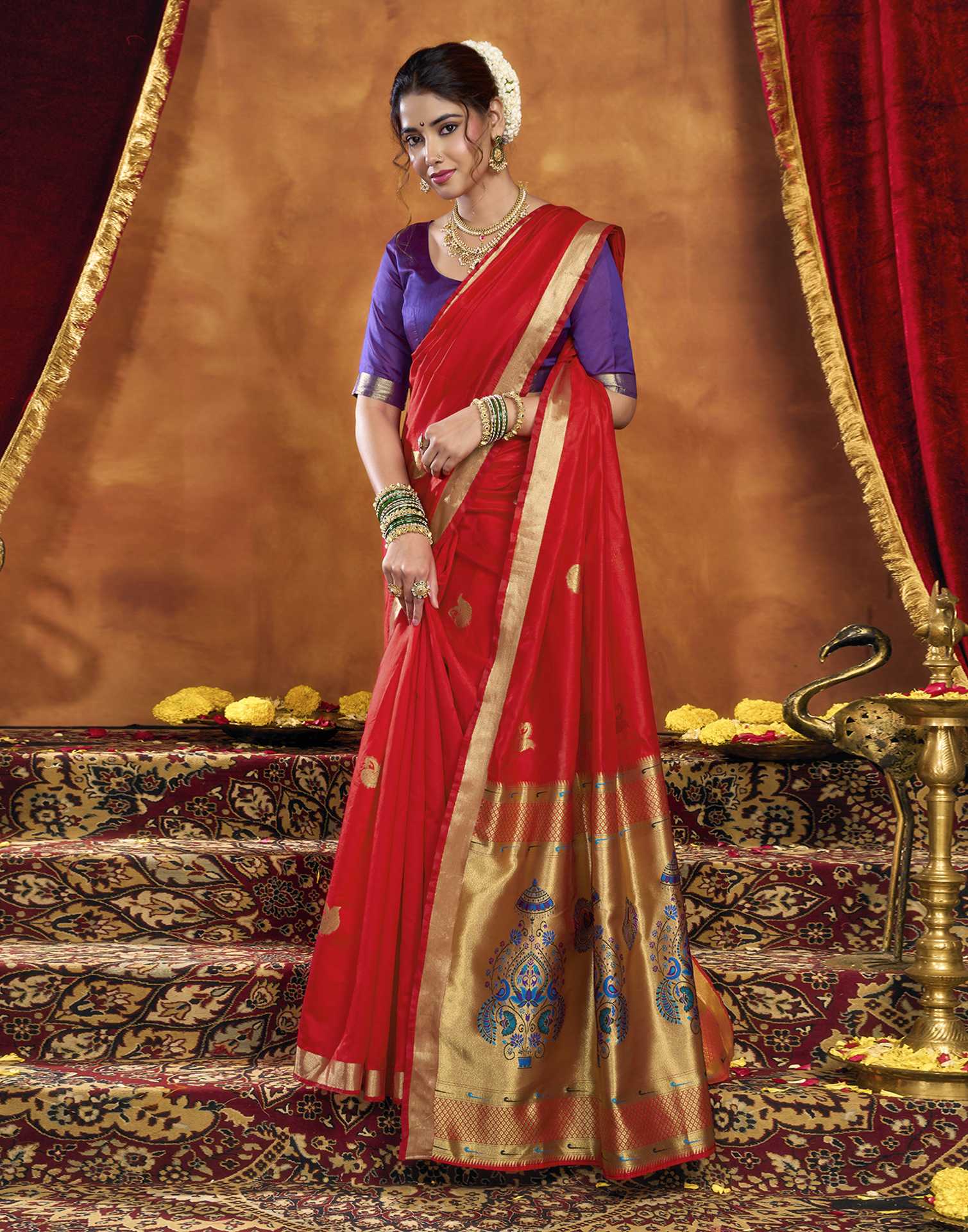Red Silk Woven Paithani Saree