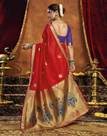 Red Silk Woven Paithani Saree
