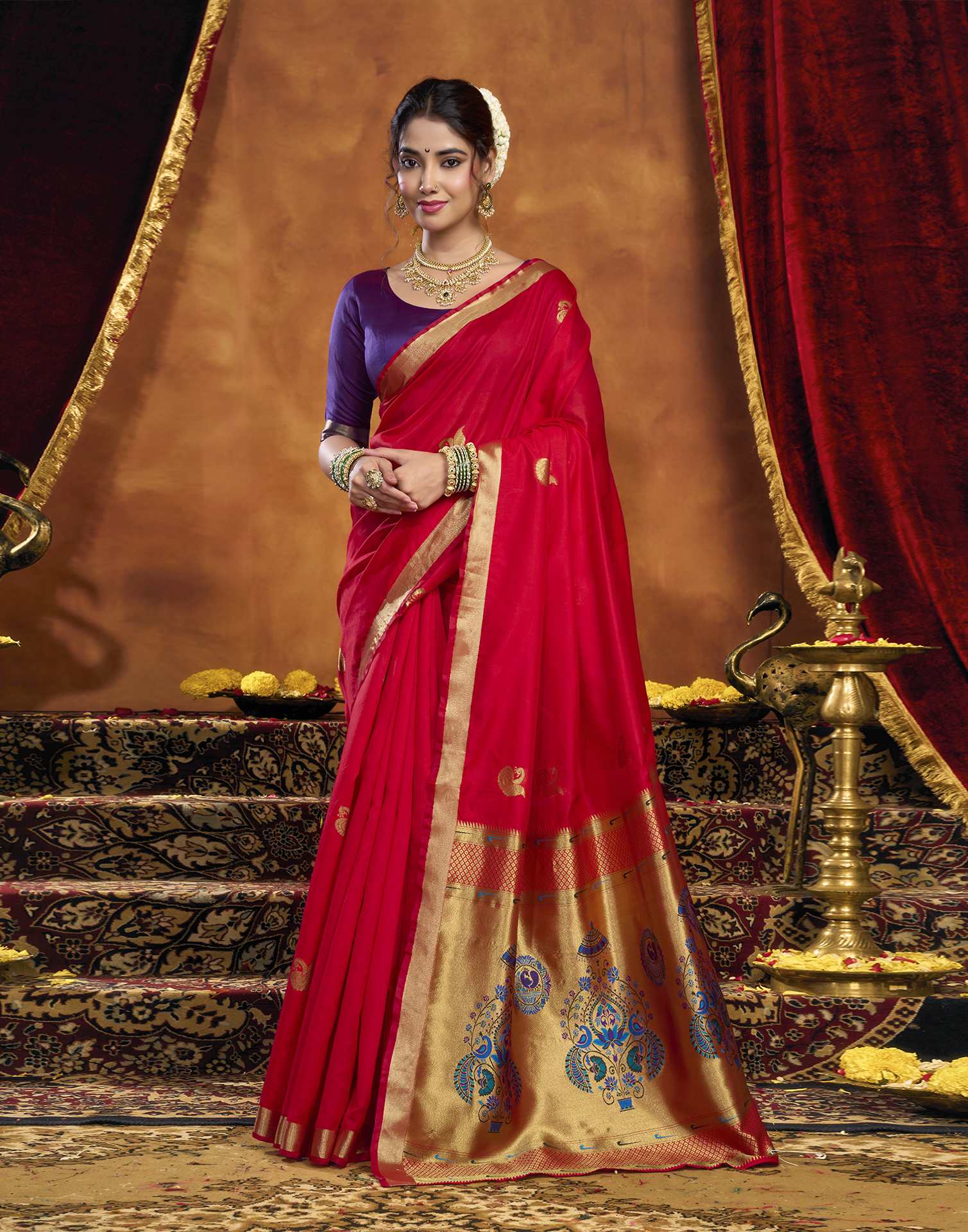 Red Silk Woven Paithani Saree