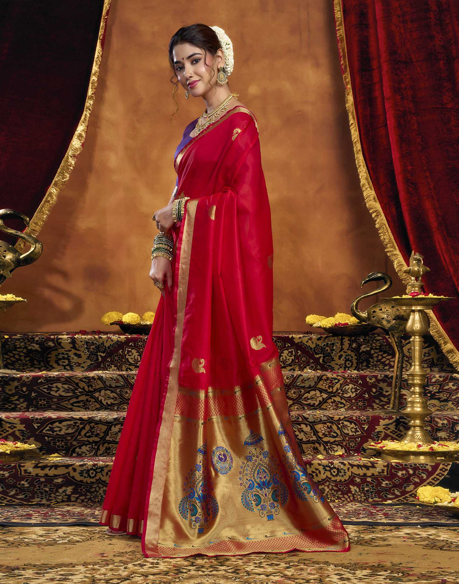 Red Silk Woven Paithani Saree