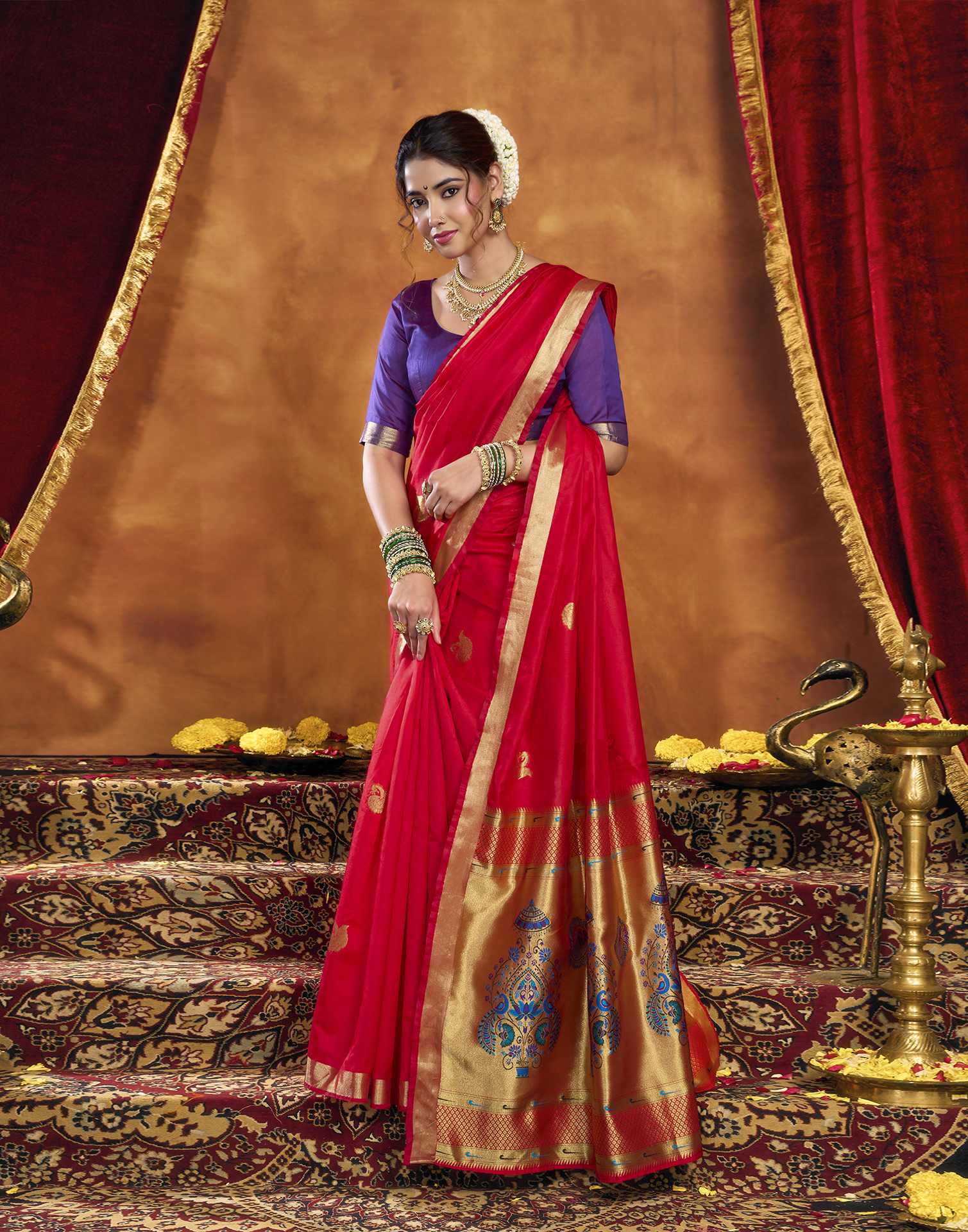 Red Silk Woven Paithani Saree