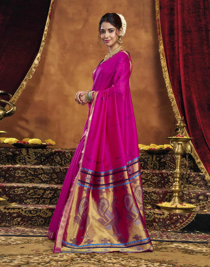 Magenta Silk Woven Paithani Saree