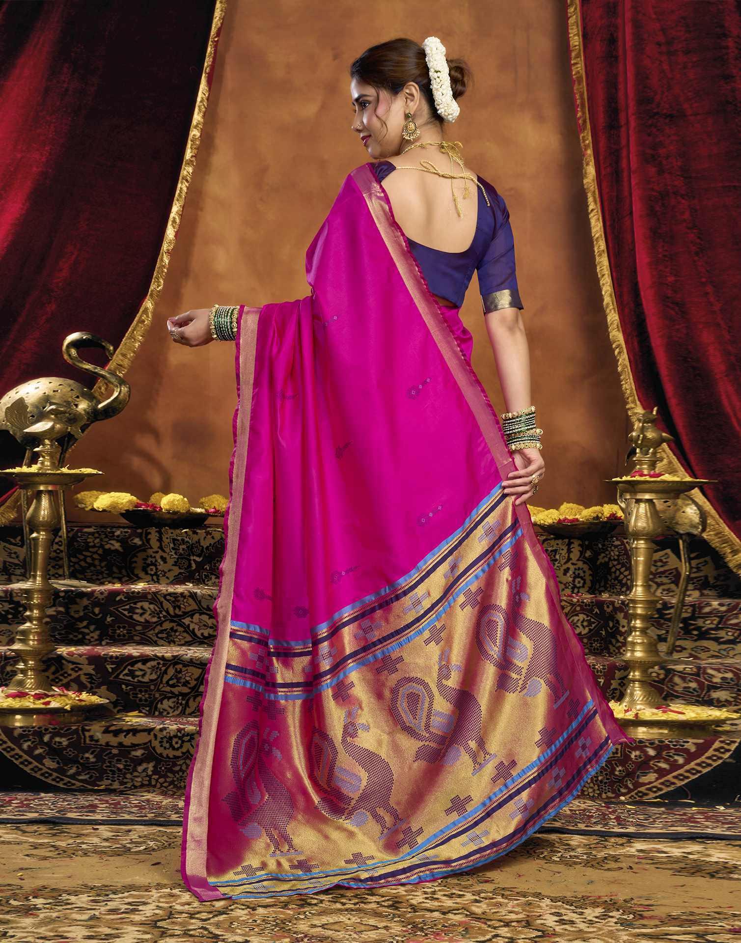 Magenta Silk Woven Paithani Saree