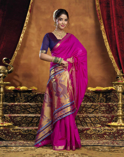 Magenta Silk Woven Paithani Saree