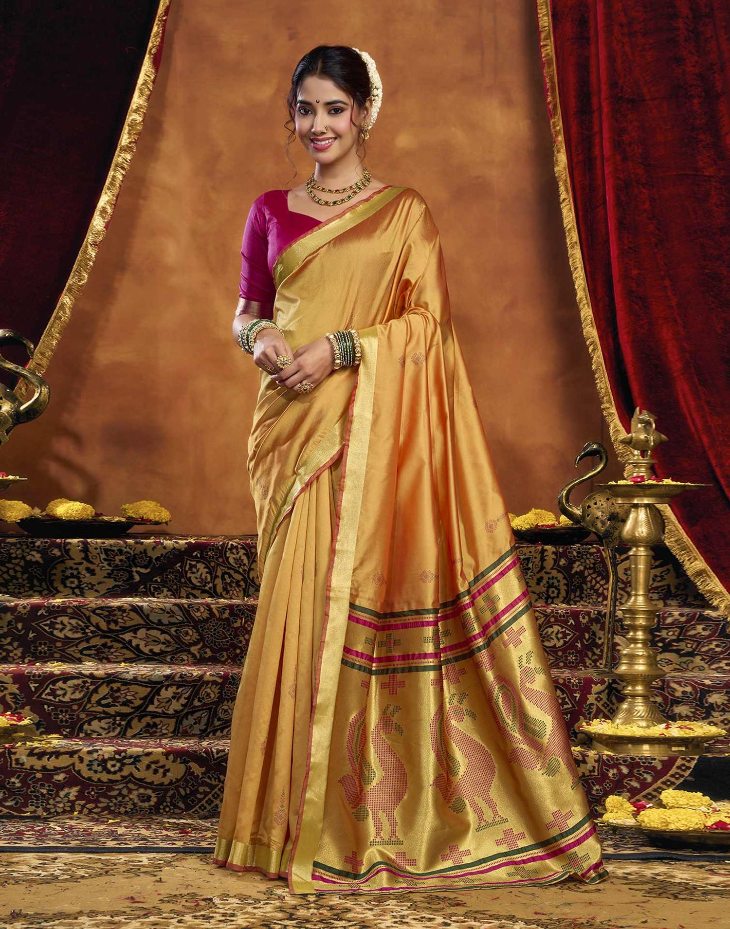 Turmeric Yellow Silk Woven Paithani Saree