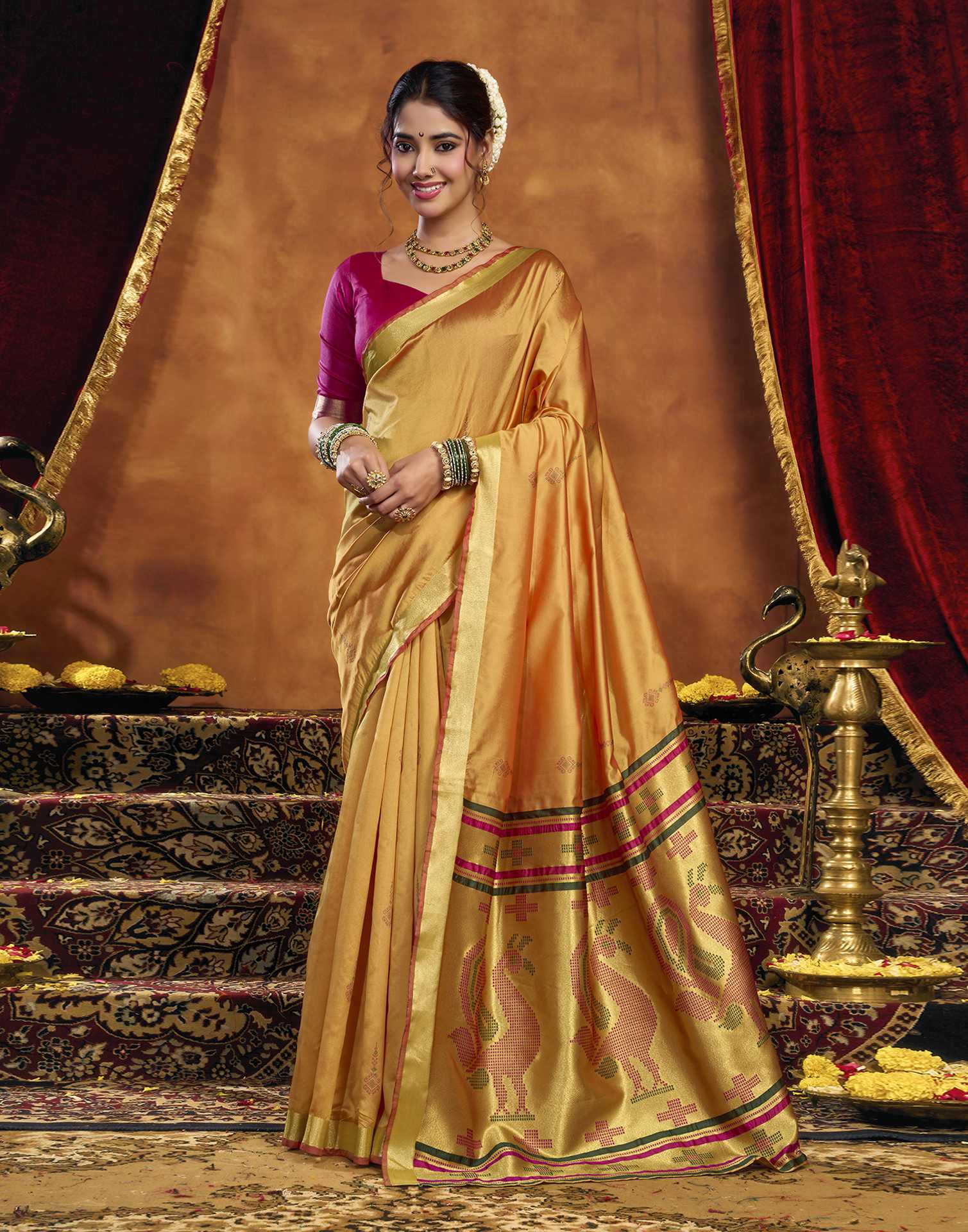 Turmeric Yellow Silk Woven Paithani Saree