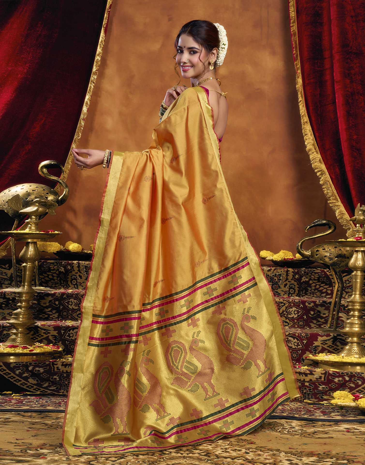 Turmeric Yellow Silk Woven Paithani Saree